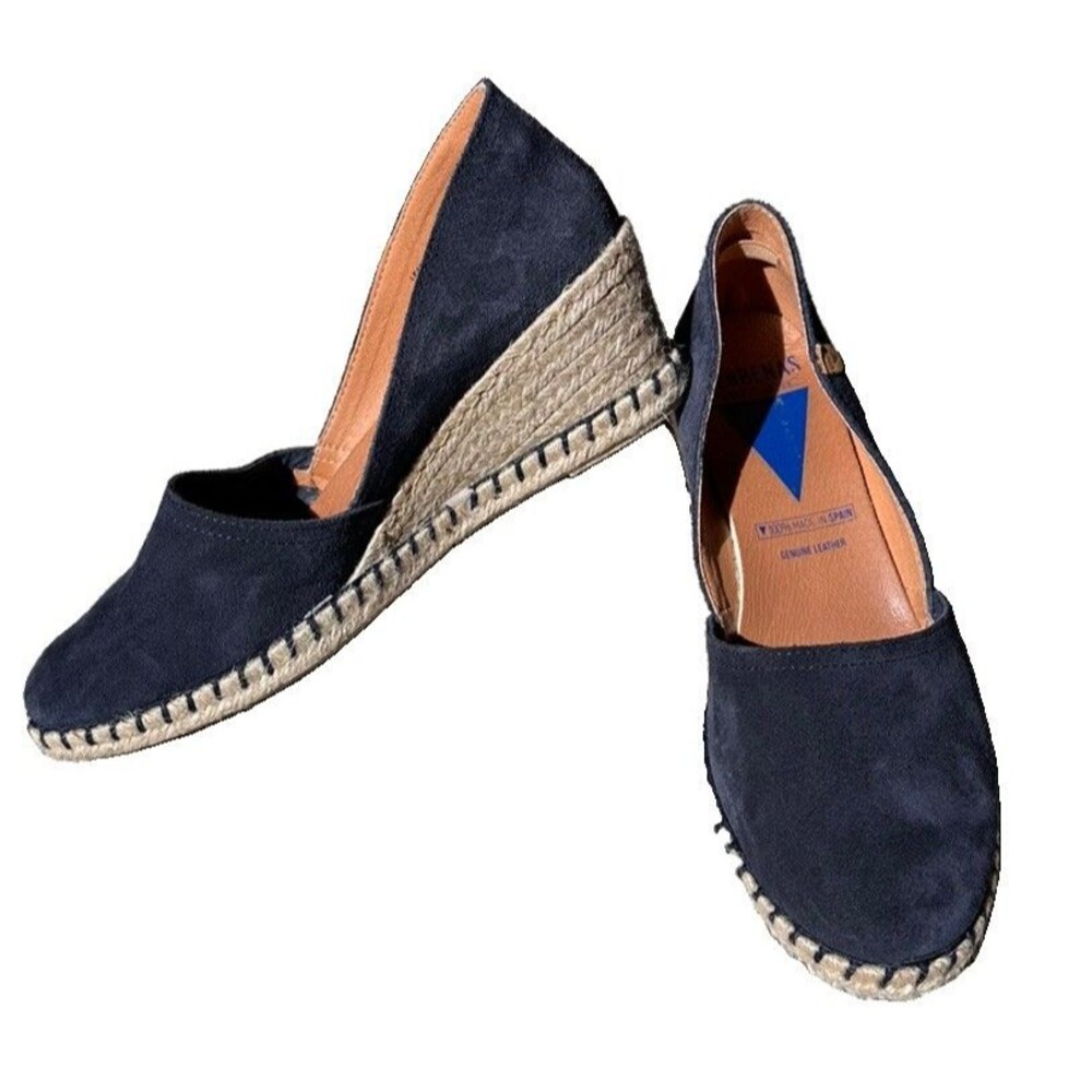 Verbena Mamen Marino Suede Espadrille Wedge  Navy US 8 EU 39